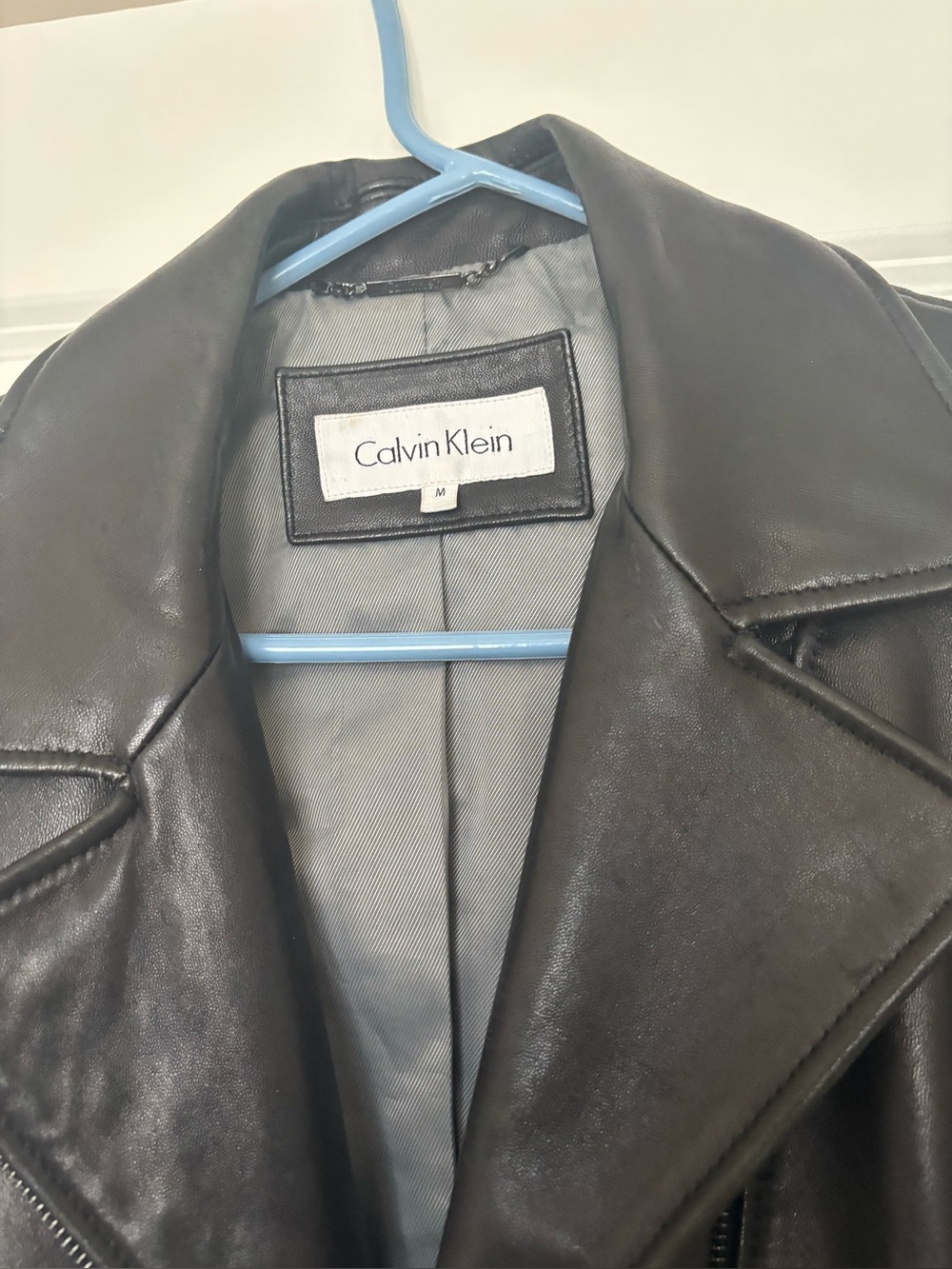 Calvin Klein Men's Black Leather Shirt Jacket
